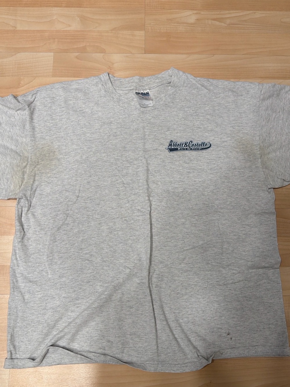 Abbott&Costello who’s on first Gildan vintage Heather Gray Short-Sleeve T-Shirt